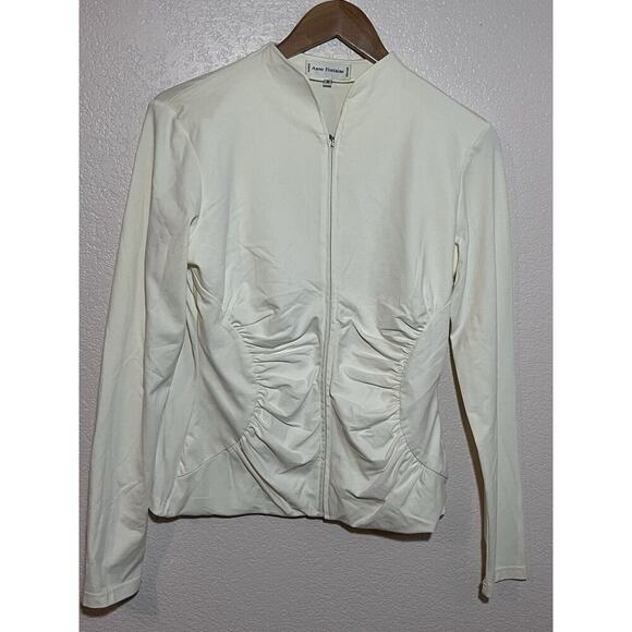 Anne Fontaine Ivory Activewear Ruched Long Sleeved Jacket Size 3 Small Paris - Picture 1 of 8